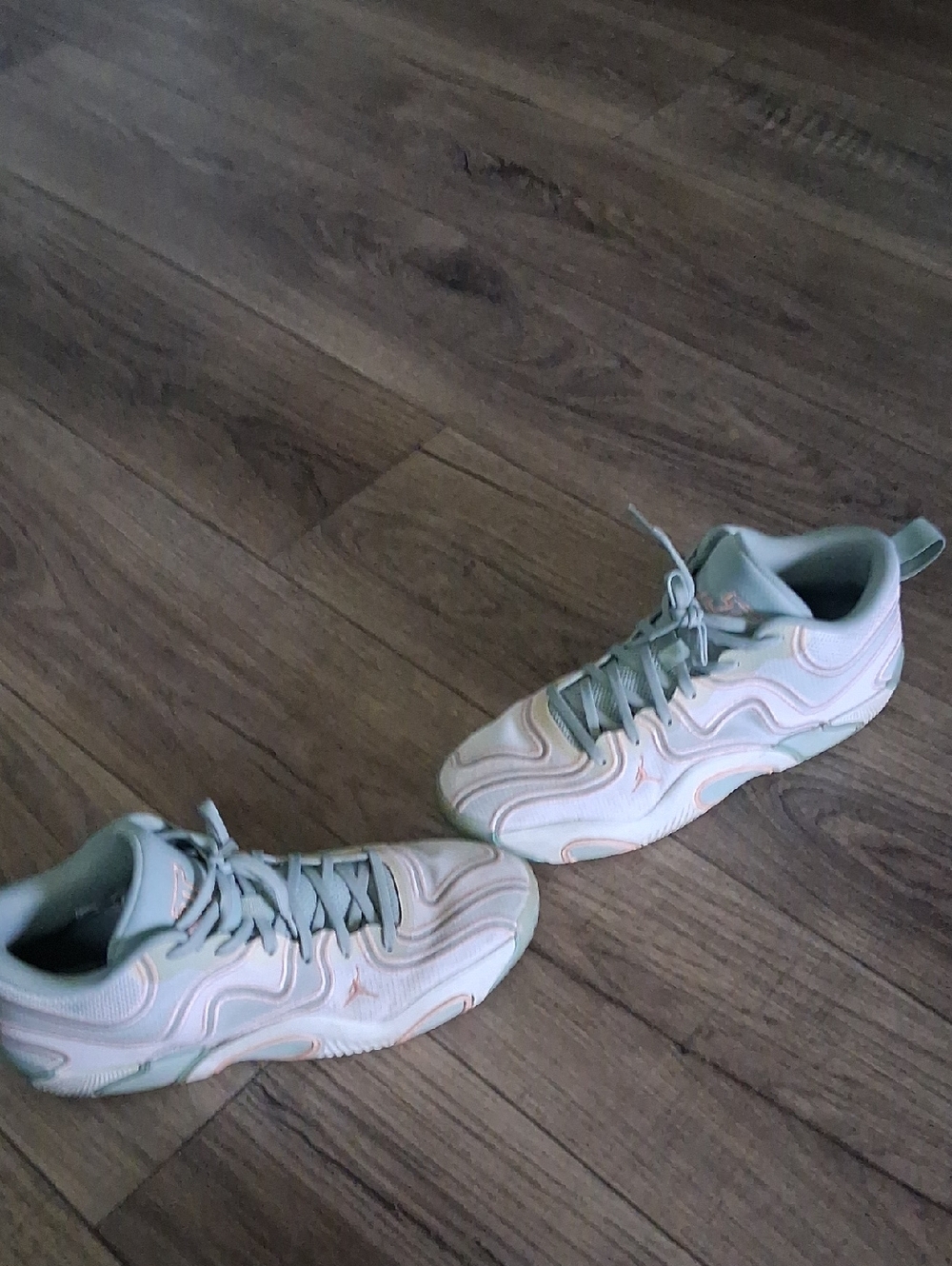 Jordan Men's Sneakers White with Mint and Peach Accents